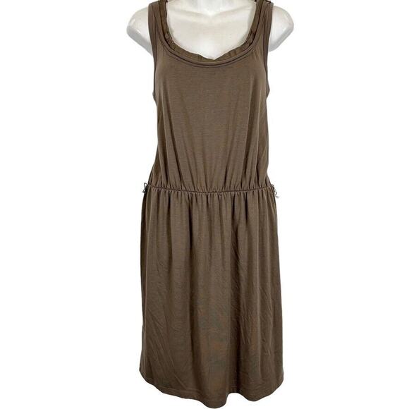 Ann Taylor Loft Taupe Brown Sleeveless Blouson Knit Casual Dress sz Medium M - Picture 1 of 16